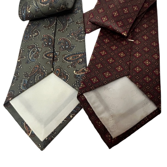 Lot Oscar de la Renta Neckties Ties Paisley Cubed Patterns Hand Finished - Picture 11 of 15